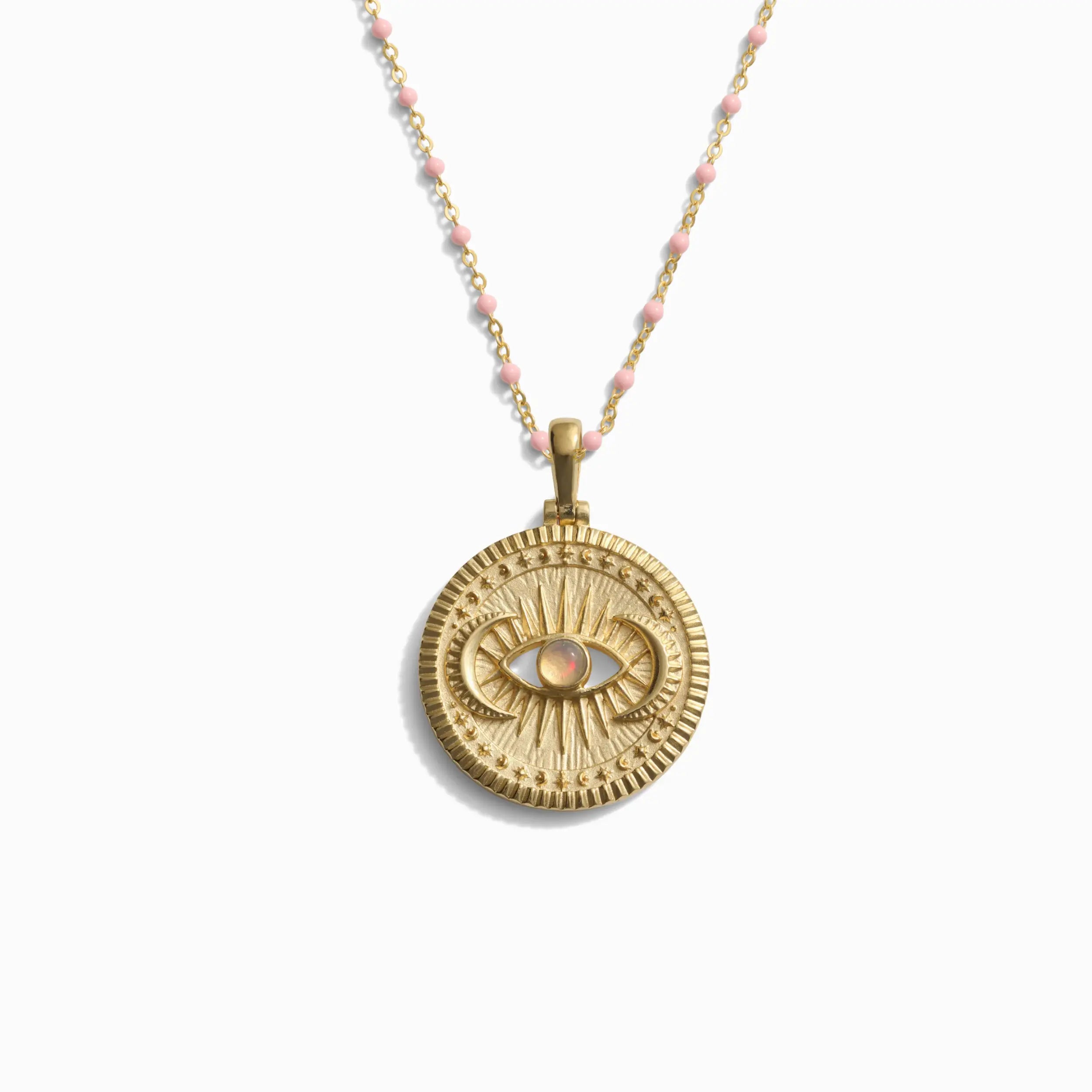 Cosmic Eye + Blush Enamel Necklace