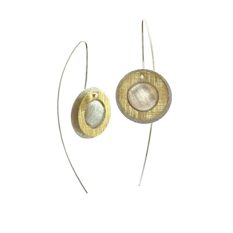 Double Circle Earrings- Silver and Gold