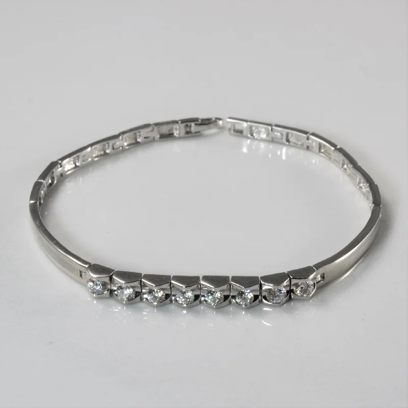 18k White Gold Tension Set Diamond Bracelet | 0.42ctw | 6"|