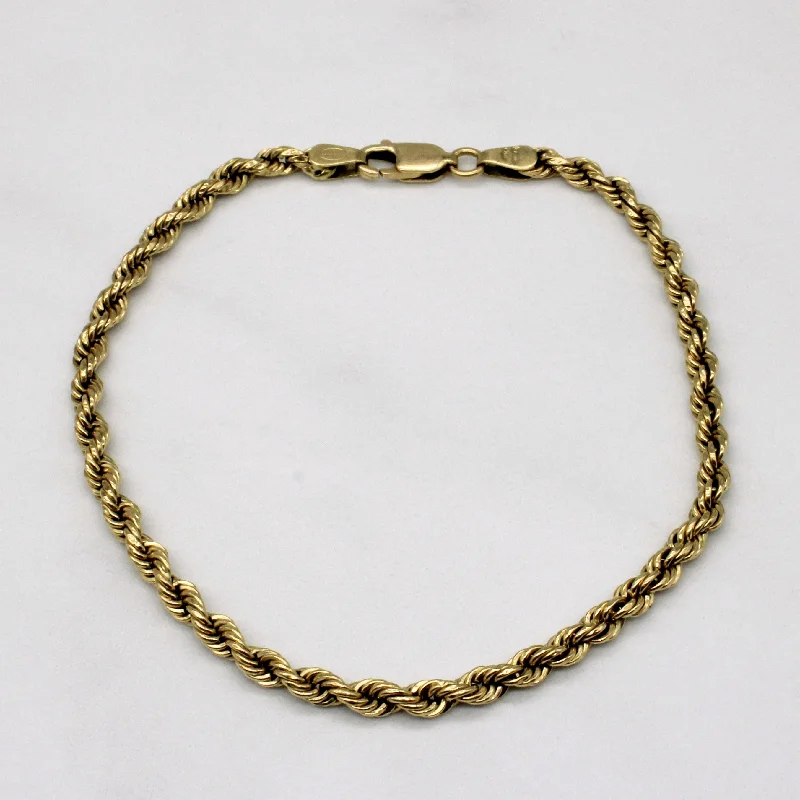 18k Yellow Gold Rope Chain Bracelet | 7.5" |