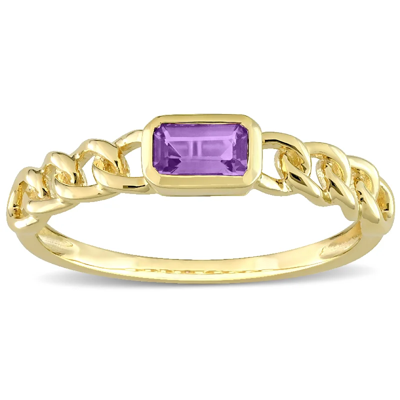 Miadora 10k Yellow Gold Amethyst Stackable Link Ring