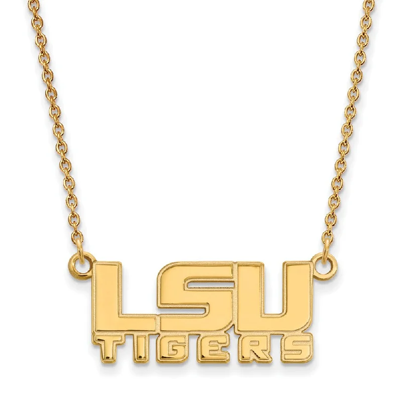 10k Yellow Gold Louisiana State Sm 'LSU' Tiger Pendant Necklace