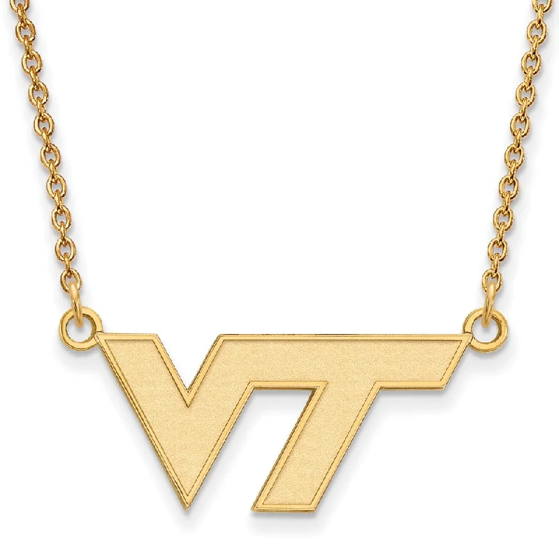 14k Yellow Gold Virginia Tech Small 'VT' Pendant Necklace