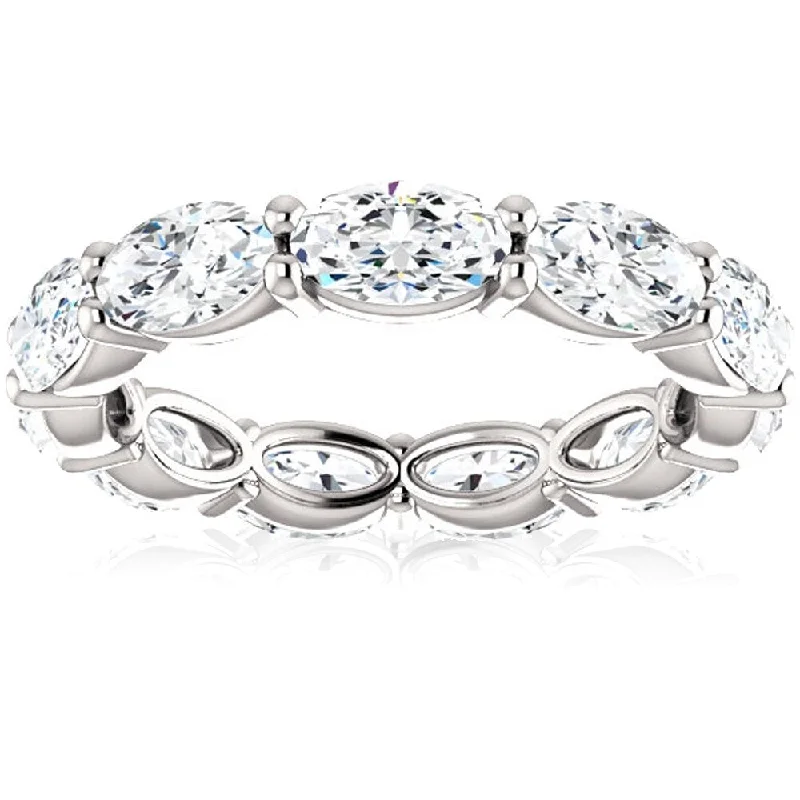 6 Ct Oval Moissanite Eternity Ring 14k White Gold