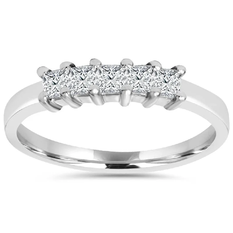 1/2ct Princess Cut Diamond White Gold Wedding Ring