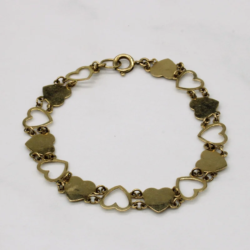 9k Yellow Gold Heart Bracelet | 7" |