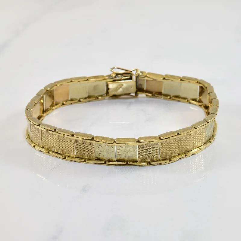 9k Yellow Gold Bar Link Bracelet | 7" |