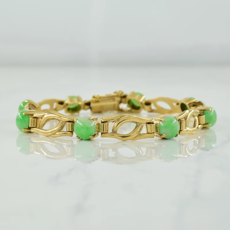 1966 Birmingham Gold Jadeite Bracelet | 8.40ctw | 7.5" |