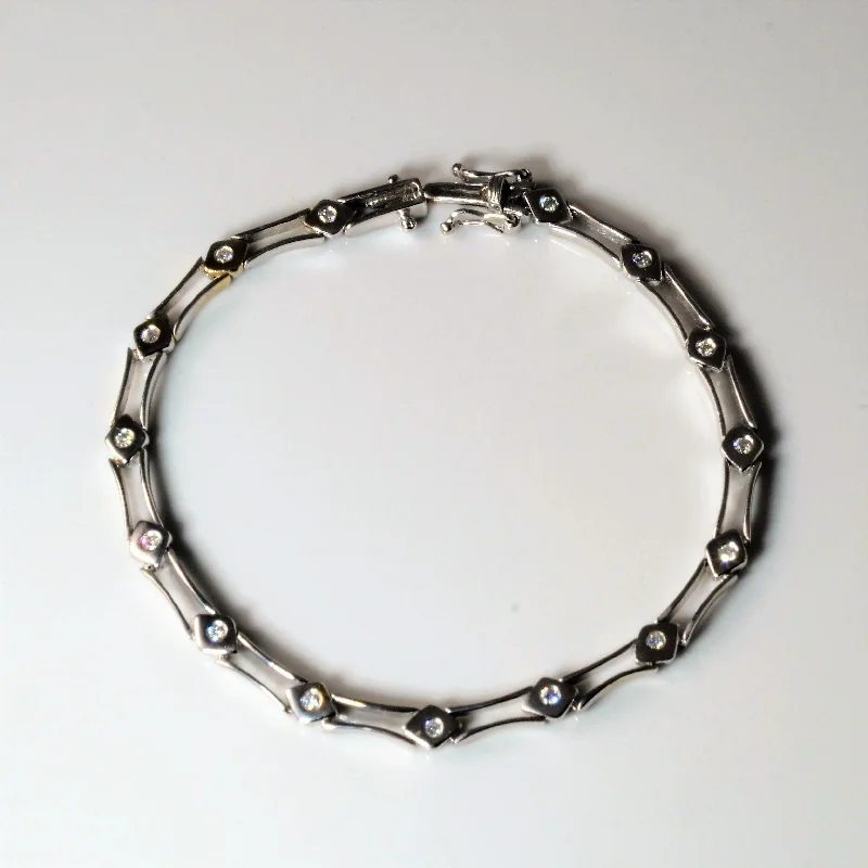 Bezel Diamond White Gold Chain Bracelet | 0.19ctw | 6.5"|