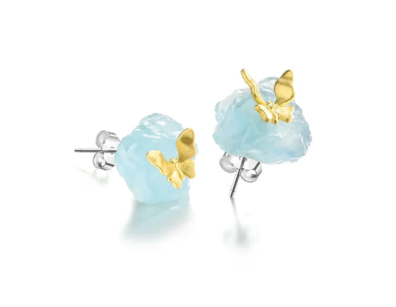 Aquamarine Butterfly Stud Earring