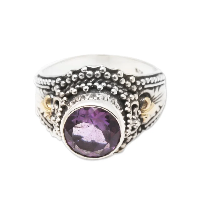 Novica Handmade Twilight Time Amethyst Cocktail Ring