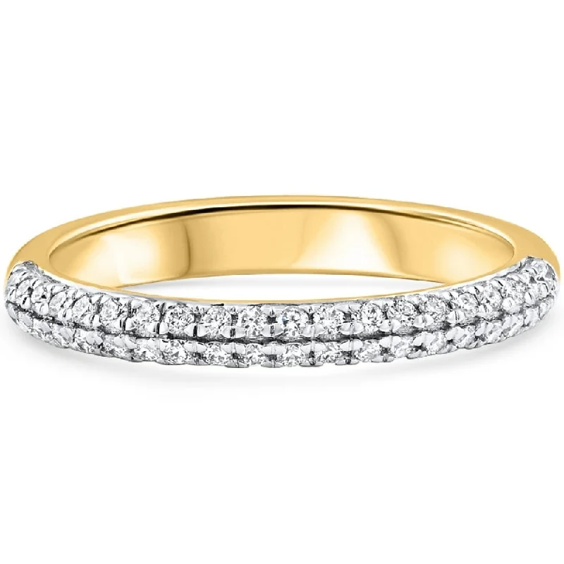 1/4Ct Micro Pave Diamond Wedding Ring 1/2 Eternity Band Gold Lab Grown