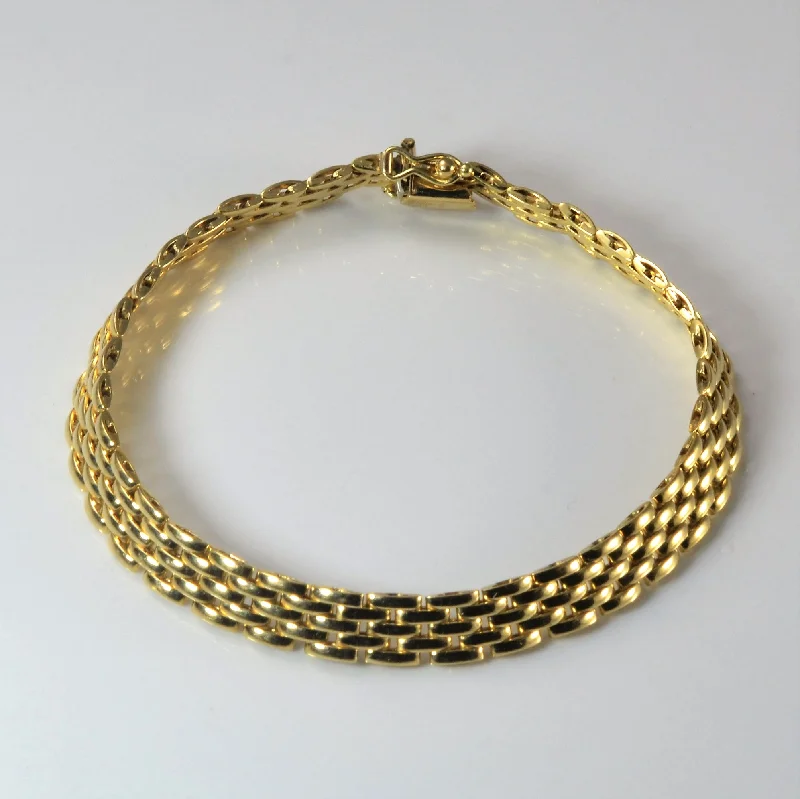 18k Italian Yellow Gold Panther Chain Bracelet | 8" |