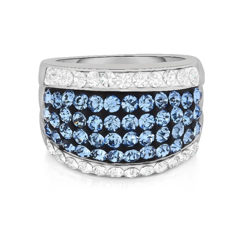 18Kt White Gold Plated Crystal Cocktail Ring Sizes 6 7 8 9 Austrian Crystals