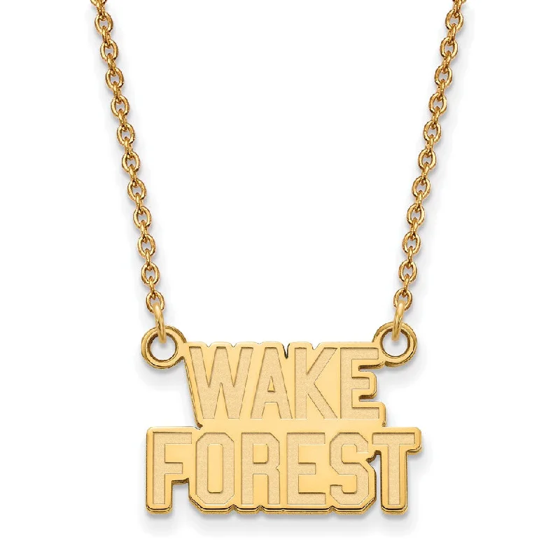 10k Yellow Gold Wake Forest U Small Pendant Necklace