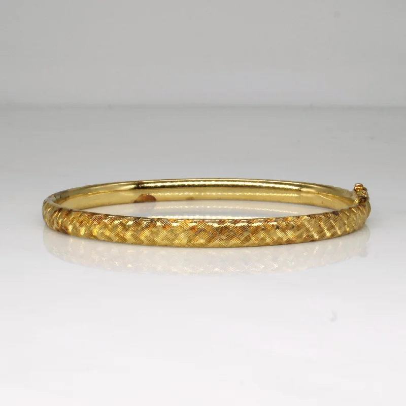 14k Yellow Gold Textured Bangle Bracelet | 7" |