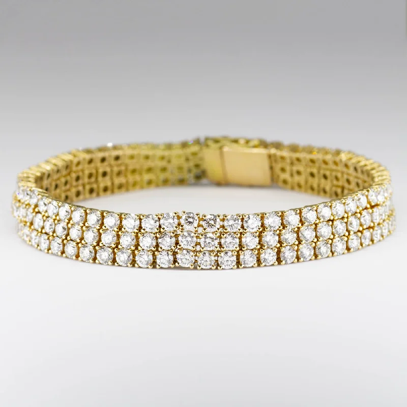 18k Three Row Diamond Tennis Bracelet | 15.00 ctw | 7.5" |