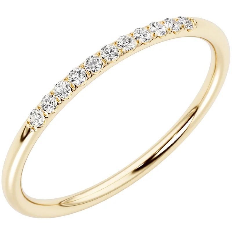 14k Gold Plated Sterling Silver Lab Diamond 1/10 ct Stacking Ring Band