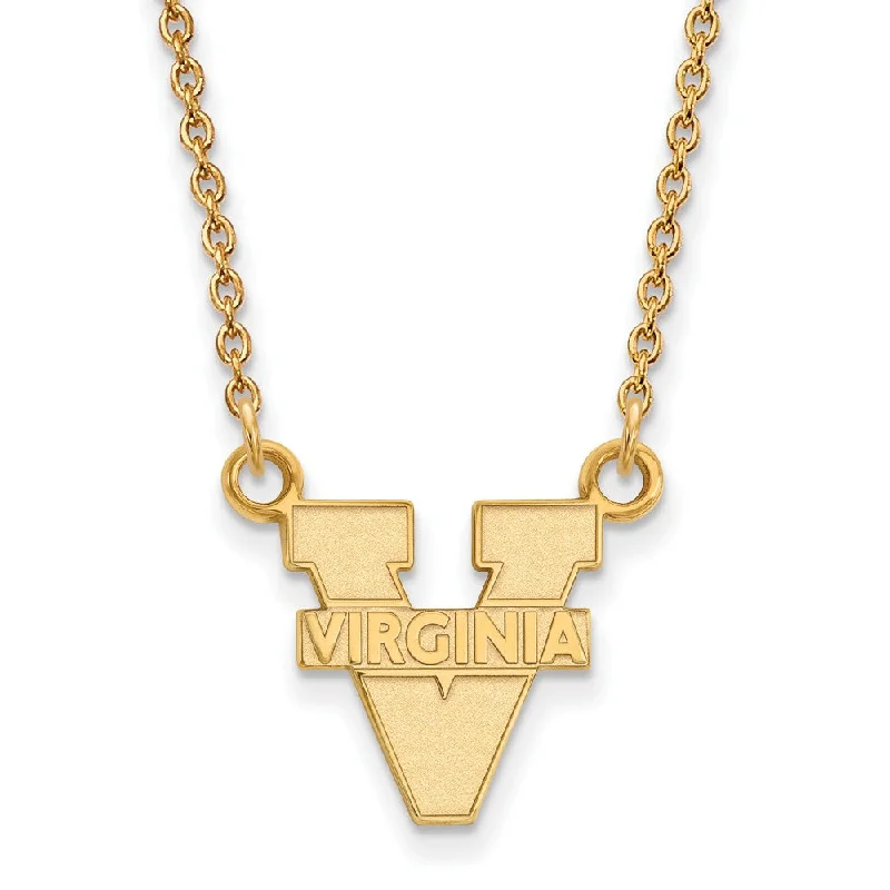 10k Yellow Gold U of Virginia Small 'V' Logo Pendant Necklace