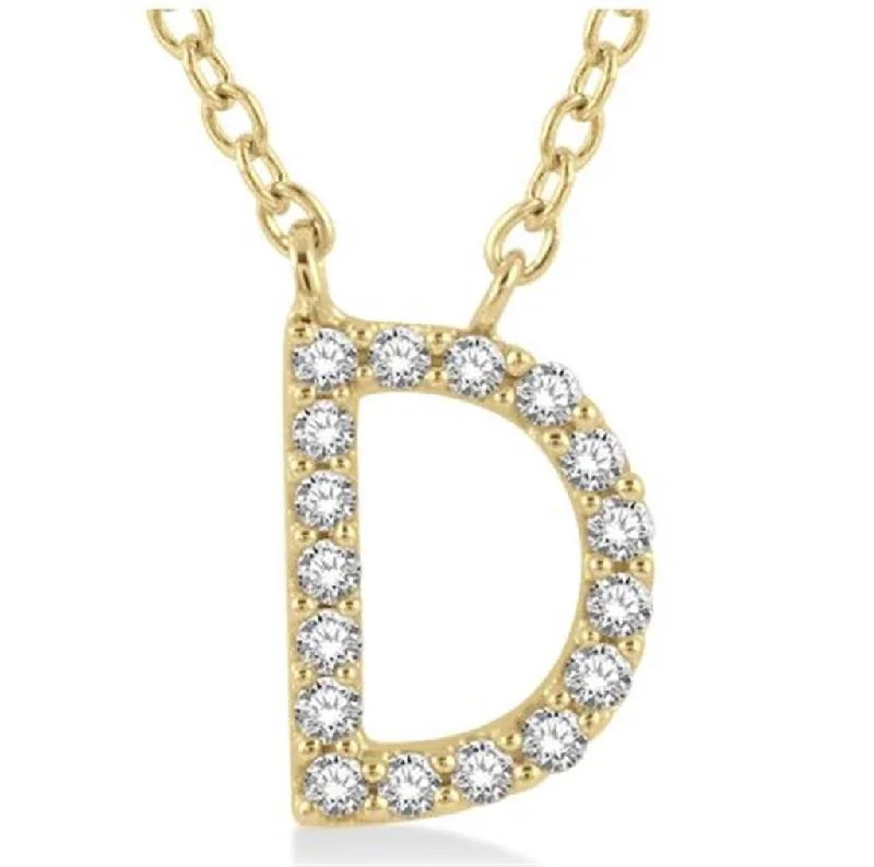 10K Yellow Gold 0.05ctw Diamond Letter "D" Necklace