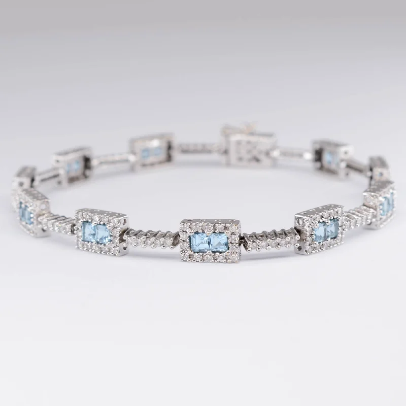 Blue Topaz and Diamond Bracelet | 3.10ctw, 1.60ctw | 6.25" |