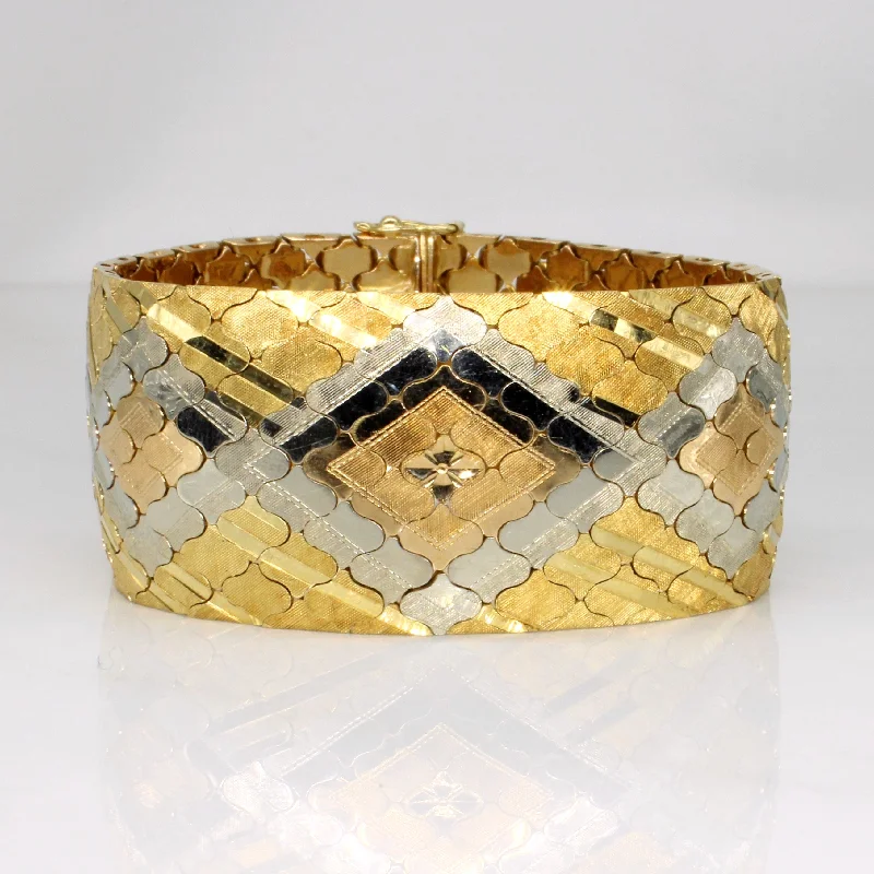 18k Italian Tri Tone Gold Vintage Bracelet | 7.5" |