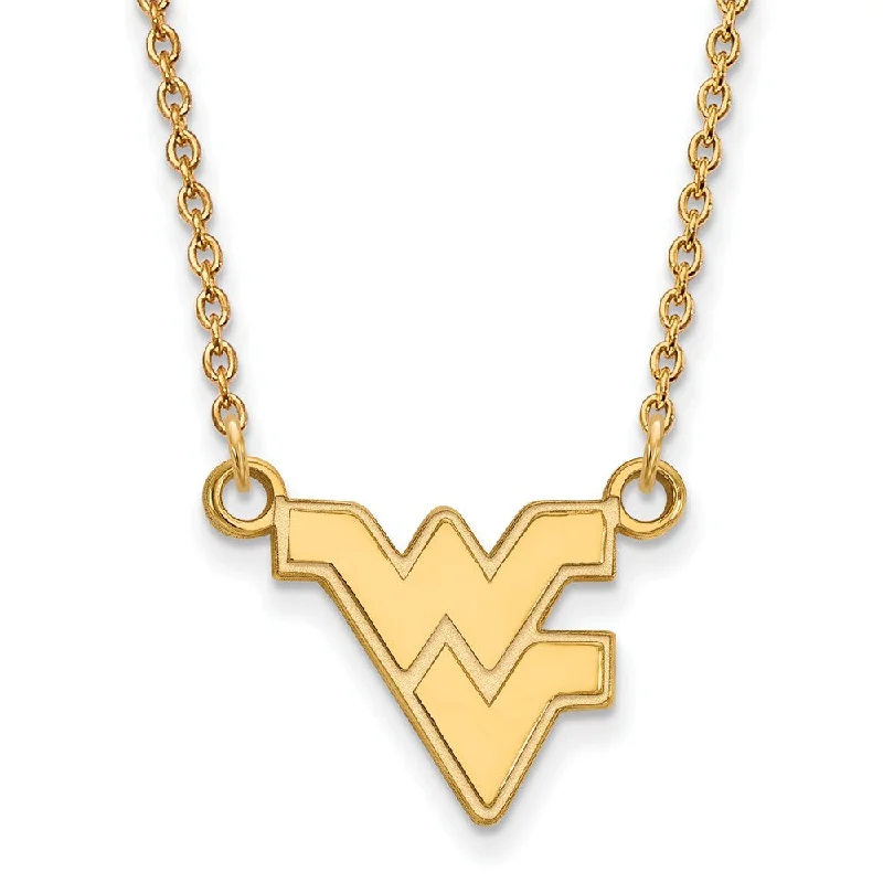 10k Yellow Gold West Virginia U Small Pendant Necklace