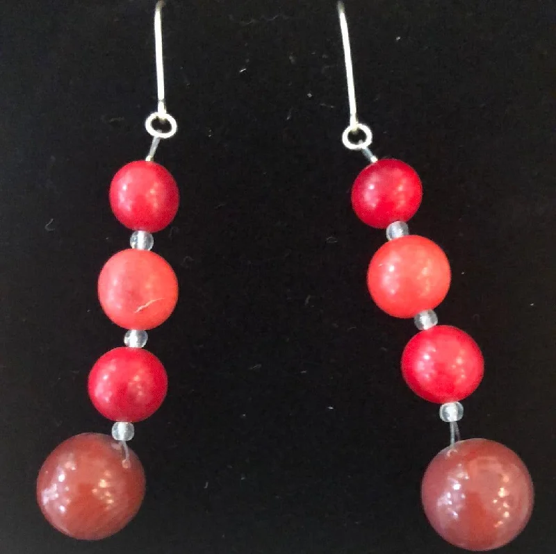 Tagua TAHAA Earrings Red Trio